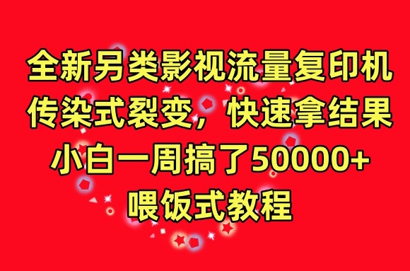 全新另类影视流量复印机，传染式裂变，快速拿结果，小白一周搞了50000+，喂饭式教程【揭秘】-网赚项目众筹网