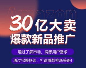 亚马逊·30亿大卖爆款新品推广，可复制、全程案例实操的爆款推新SOP-网赚项目众筹网