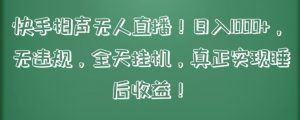 快手相声无人直播,日入1000+,无违规,全天挂机,真正实现睡后收益【揭秘】-网赚项目众筹网
