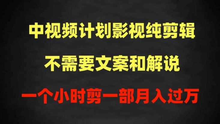 中视频计划影视纯剪辑，不需要文案和解说，一个小时剪一部，100%过原创月入过万【揭秘】-网赚项目众筹网