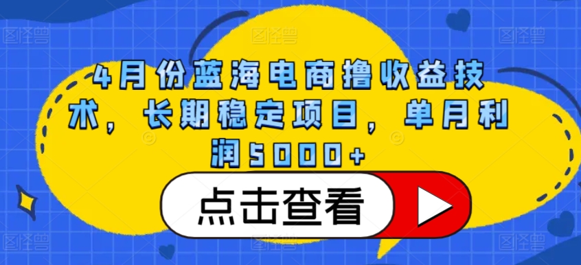 4月份蓝海电商撸收益技术，长期稳定项目，单月利润5000+【揭秘】-网赚项目众筹网