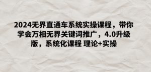 2024无界直通车系统实操课程,带你学会万相无界关键词推广,4.0升级版,系统化课程 理论+实操-网赚项目众筹网