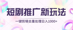 短剧推广新玩法，不剪辑，工具助力一键过原创，日入1000+【揭秘】-网赚项目众筹网