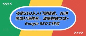 谷歌SEO从入门到精通，30讲带你打造排名，清晰的独立站+Google SEO工作流-网赚项目众筹网