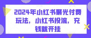 2024年小红书聚光付费玩法,小红书投流,充钱就开挂-网赚项目众筹网