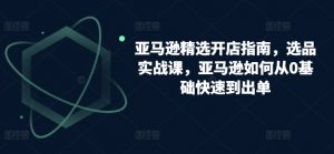 亚马逊精选开店指南,选品实战课,亚马逊如何从0基础快速到出单-网赚项目众筹网