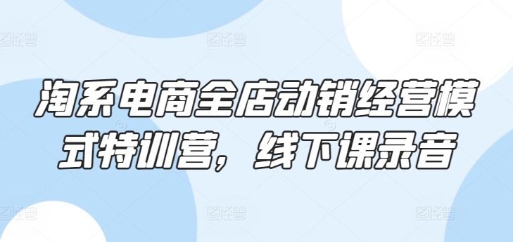 淘系电商全店动销经营模式特训营，线下课录音-网赚项目众筹网