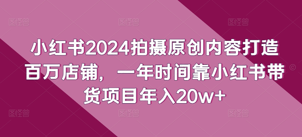 小红书2024拍摄原创内容打造百万店铺，一年时间靠小红书带货项目年入20w+-网赚项目众筹网