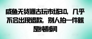 咸鱼无货源古玩市场3.0,几乎不会出现退款,别人拍一件就是纯利润【揭秘】-网赚项目众筹网