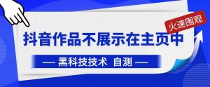 抖音黑科技:抖音作品不展示在主页中【揭秘】-网赚项目众筹网