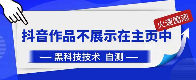 抖音黑科技：抖音作品不展示在主页中【揭秘】-网赚项目众筹网