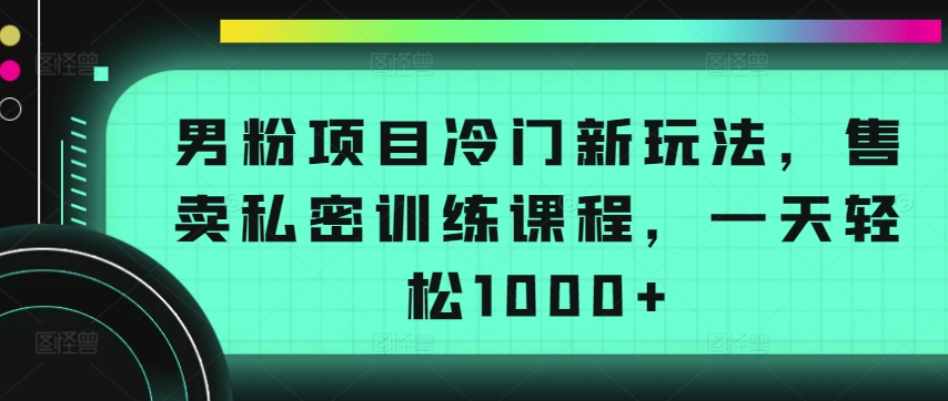 男粉项目冷门新玩法，售卖私密训练课程，一天轻松1000+【揭秘】-网赚项目众筹网