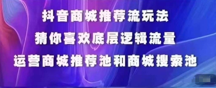 抖音商城运营课程，猜你喜欢入池商城搜索商城推荐人群标签覆盖-网赚项目众筹网