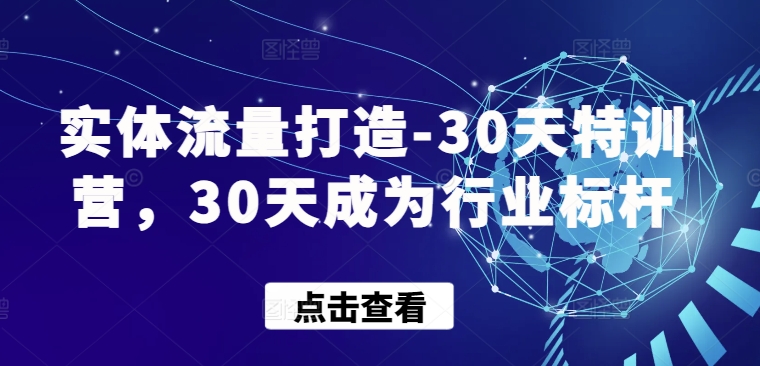 实体流量打造-30天特训营，30天成为行业标杆-网赚项目众筹网