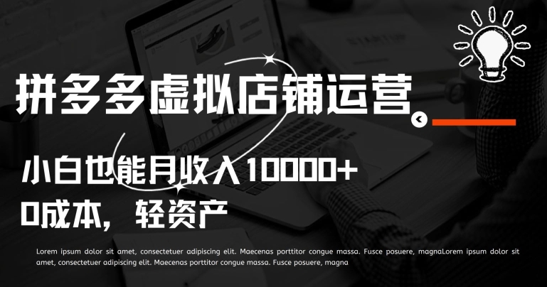 拼多多虚拟店铺运营小白也能月收入10000+【揭秘】-网赚项目众筹网