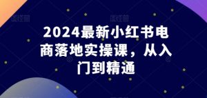 2024最新小红书电商落地实操课,从入门到精通-网赚项目众筹网