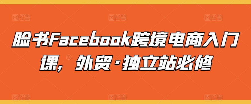脸书Facebook跨境电商入门课，外贸·独立站必修-网赚项目众筹网