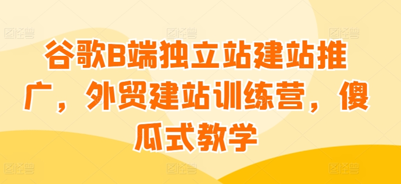 谷歌B端独立站建站推广，外贸建站训练营，傻瓜式教学-网赚项目众筹网