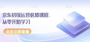 京东初级运营必修课程，从零开始学习-网赚项目众筹网