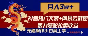 抖音热门文案+网易云截图暴力涨粉拉爆收益玩法,小白无脑操作,简单易上手【揭秘】-网赚项目众筹网
