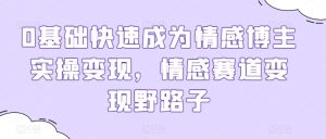 0基础快速成为情感博主实操变现,情感赛道变现野路子-网赚项目众筹网