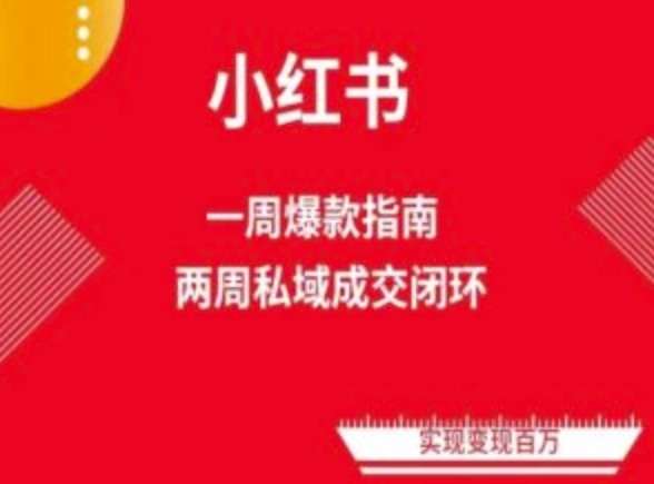 爆款小红书免费流量体系课程(两周变现)，小红书电商教程-网赚项目众筹网