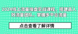 2024线上流量操盘实战课程，搭建高人效流量团队，掌握多平台流量-网赚项目众筹网