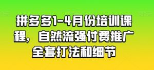 拼多多1-4月份培训课程,自然流强付费推广全套打法和细节-网赚项目众筹网