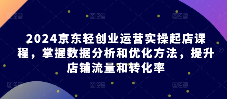 2024京东轻创业运营实操起店课程，掌握数据分析和优化方法，提升店铺流量和转化率-网赚项目众筹网