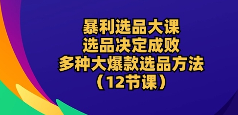 暴利选品大课：选品决定成败，教你多种大爆款选品方法(12节课)-网赚项目众筹网
