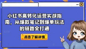小红书高转化运营实战指南,从爆款笔记到爆单玩法的链路全打通-网赚项目众筹网