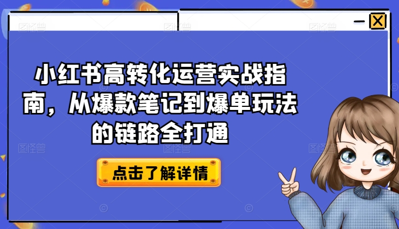 小红书高转化运营实战指南，从爆款笔记到爆单玩法的链路全打通-网赚项目众筹网