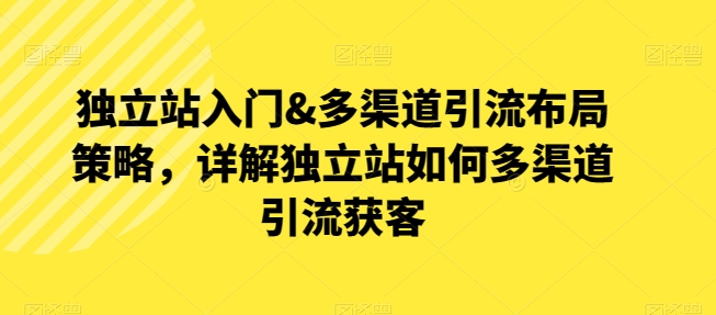 独立站入门&多渠道引流布局策略，详解独立站如何多渠道引流获客-网赚项目众筹网