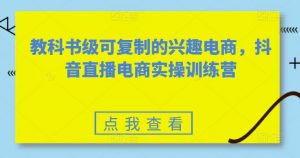 教科书级可复制的兴趣电商，抖音直播电商实操训练营-网赚项目众筹网
