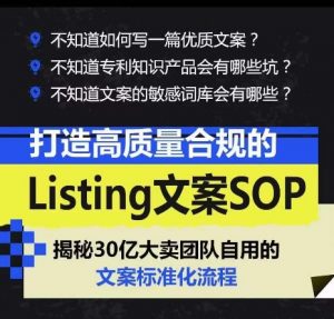 打造高质量合规的Listing文案SOP,掌握亚马逊文案工作的标准化-网赚项目众筹网
