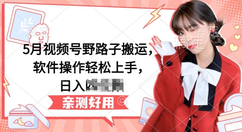 5月视频号野路子搬运，软件操作轻松上手，日入三位数【揭秘】-网赚项目众筹网