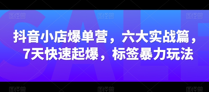 抖音小店爆单营，六大实战篇，7天快速起爆，标签暴力玩法-网赚项目众筹网