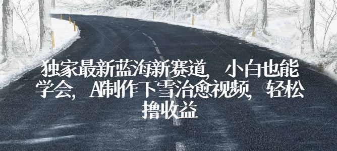 独家最新蓝海新赛道，小白也能学会，AI制作下雪治愈视频，轻松撸收益【揭秘】-网赚项目众筹网