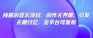 纯原创音乐项目,创作无界限,引发无限讨论,全平台可发布【揭秘】-网赚项目众筹网