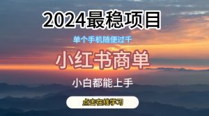 2024最稳蓝海项目,小红书商单项目,没有之一【揭秘】-网赚项目众筹网
