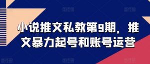 小说推文私教第9期,推文暴力起号和账号运营-网赚项目众筹网