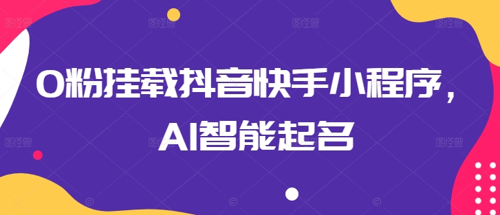 0粉挂载抖音快手小程序，AI智能起名-网赚项目众筹网
