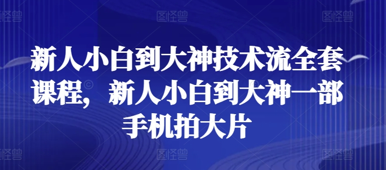 新人小白到大神技术流全套课程，新人小白到大神一部手机拍大片-网赚项目众筹网