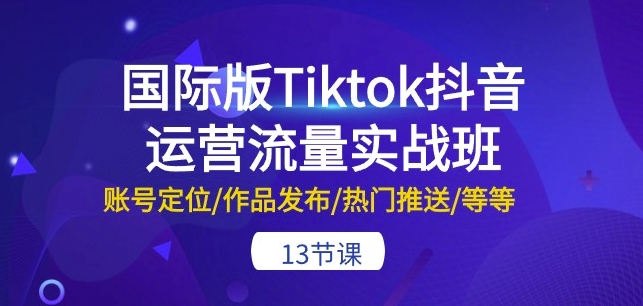 国际版Tiktok抖音运营流量实战班：账号定位/作品发布/热门推送/等等-13节-网赚项目众筹网