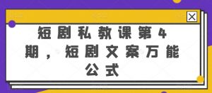 短剧私教课第4期,短剧文案万能公式【揭秘】-网赚项目众筹网