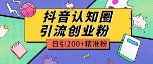 外面收费3980抖音认知圈引流创业粉玩法日引200+精准粉【揭秘】-网赚项目众筹网