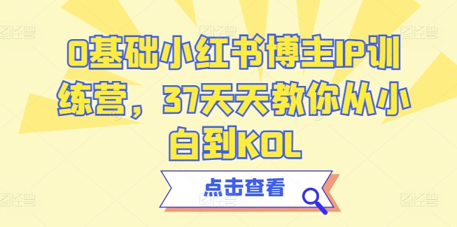 0基础小红书博主IP训练营，37天天教你从小白到KOL-网赚项目众筹网