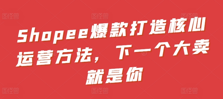 Shopee爆款打造核心运营方法，下一个大卖就是你-网赚项目众筹网