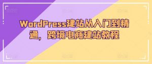 WordPress建站从入门到精通，跨境电商建站教程-网赚项目众筹网