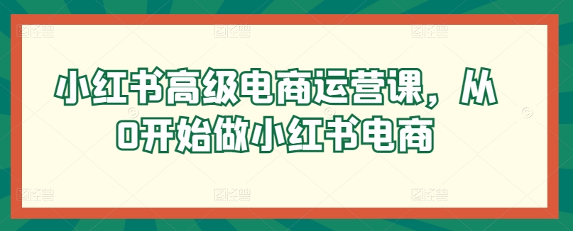 小红书高级电商运营课，从0开始做小红书电商-网赚项目众筹网